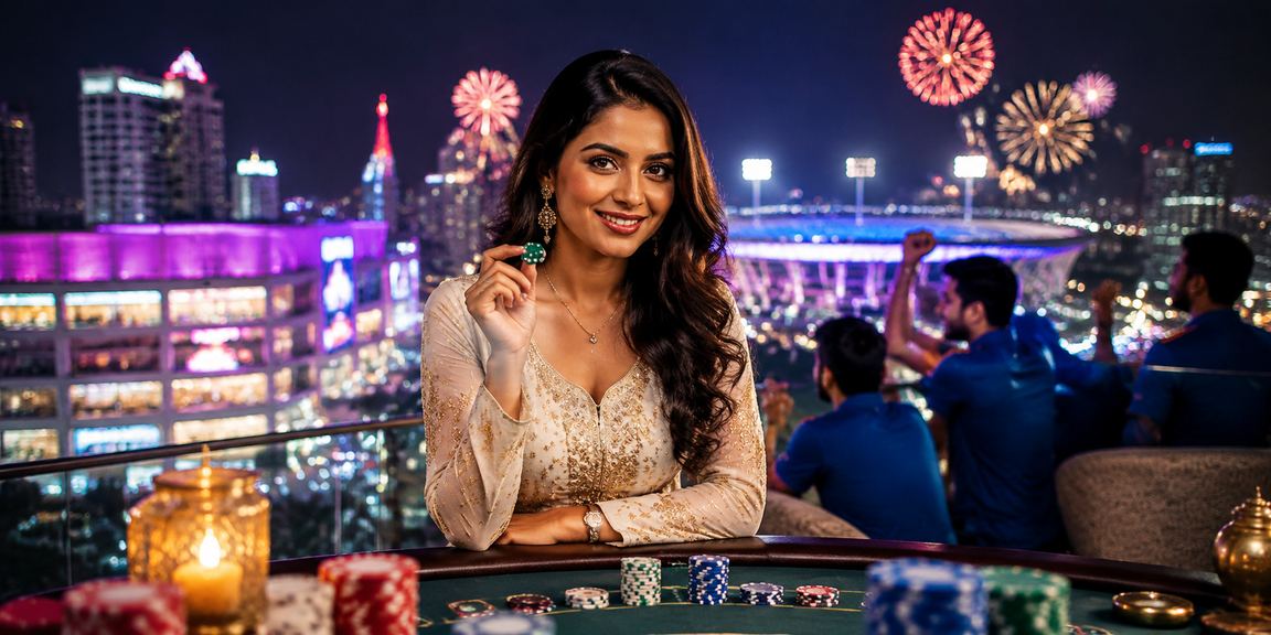 Indian woman enjoying Andar Bahar game showing card sequence